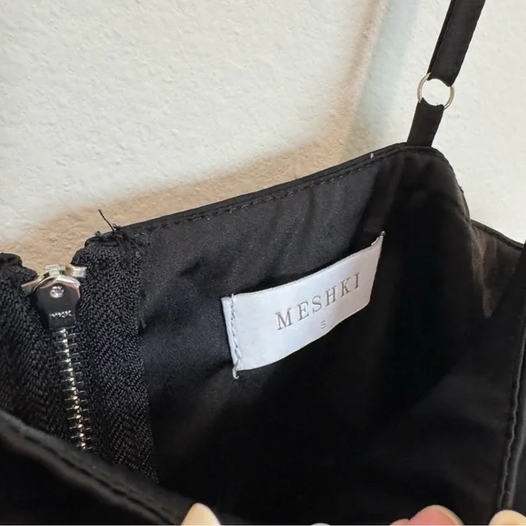 Meshki Corset Top SET - Black Satin Two-Piece Set - Picture 6 of 12